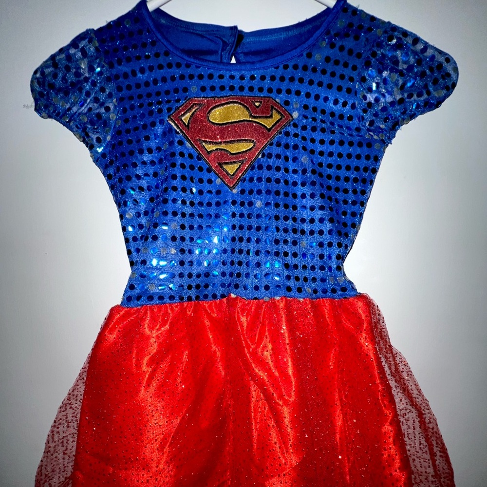 Toddler size superwoman dress with sequence. Size 3t-4t